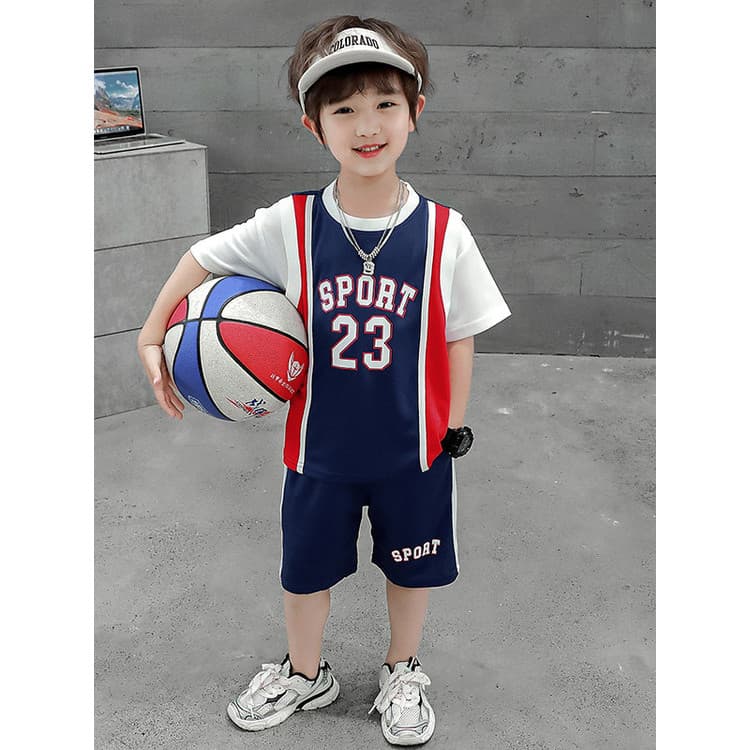 Meninos uniforme de basquete de secagem rápida terno de manga curta verão 26 novo estilo crianças malha terno de treinam