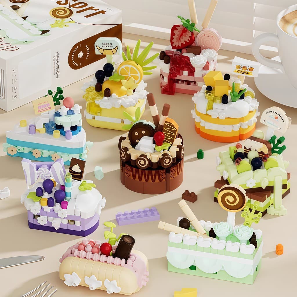 Novo produto mais vendido⭐Bolo de aniversário blocos de construção morango Chocolate bolo blocos de construção montagem