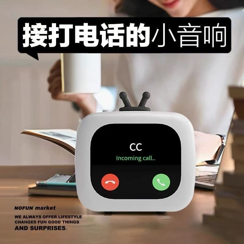 Pequena TV inteligente Bluetooth alto-falante APP tela de toque chamando pequeno cartão estéreo letras Multi-função áudi