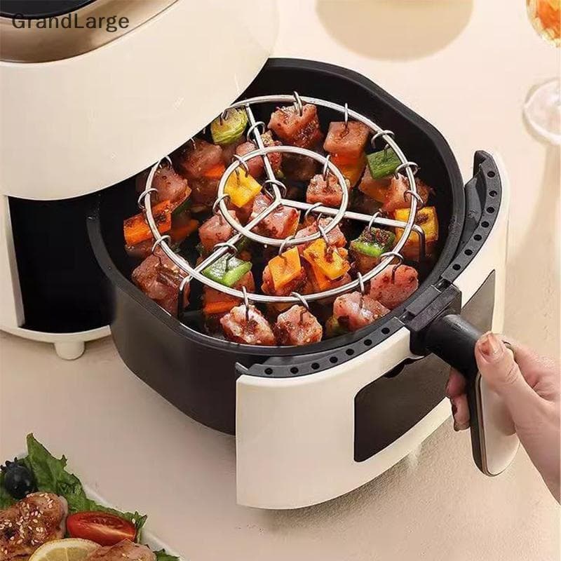 [GrandLarge] Grelha Vertical de Aço Inoxidável para Air Fryer, Suporte para Espetos e Carne Grelhada WXEW