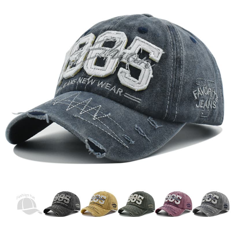 Chapéu transfronteiriço masculino feminino 1985 boné de beisebol bordado lavado algodão buraco ao ar livre guarda-sol Ca