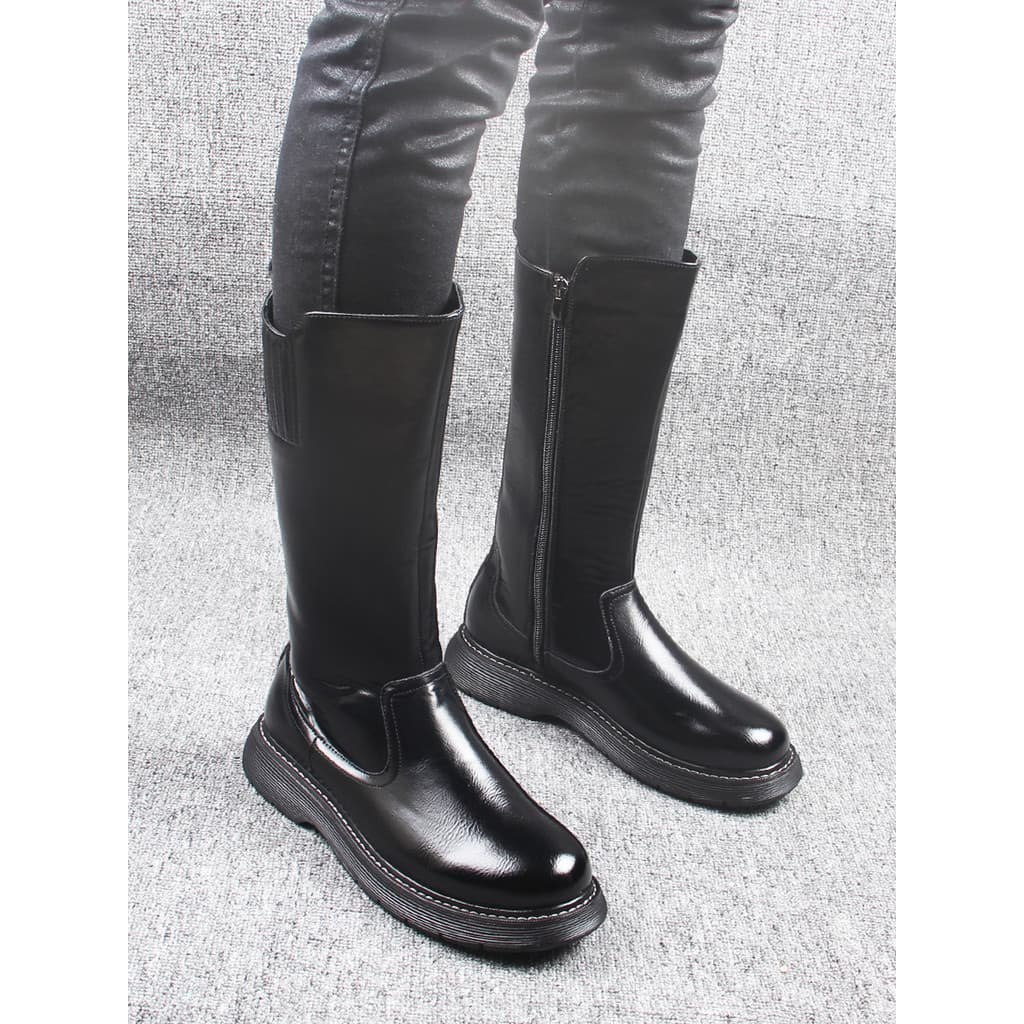 Inverno novo estilo botas altas dos homens britânico Martin botas de couro longo de sola grossa aumentando botas de cava