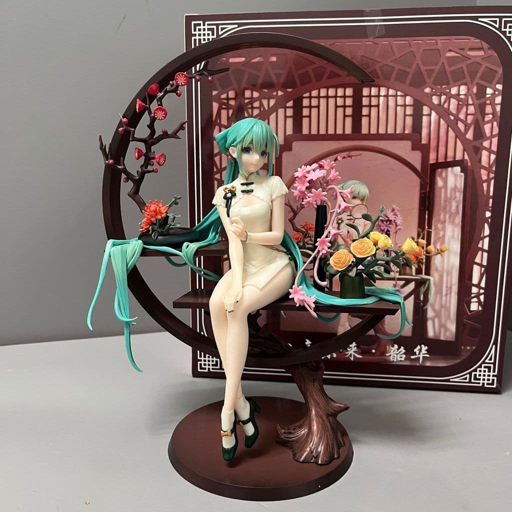 Hatsune Shaohua Cheongsam Hatsune 1/7 Postura sentada à mão intercambiável Anime modelo feito à mão enfeites de brinqued