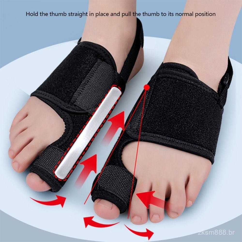 Corretor de hálux valgo, confortável e ajustável, adequado para uso diurno e noturno, faixa para os dedos, corretor de s