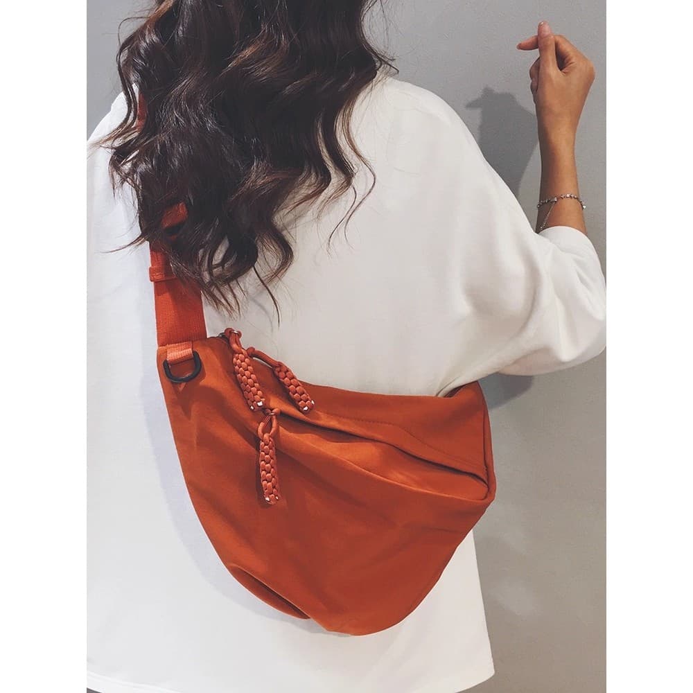 Bolsa de lona francesa feminina novo estilo bolsa de peito de grande capacidade lazer Cross-Body bolinho saco esportes v