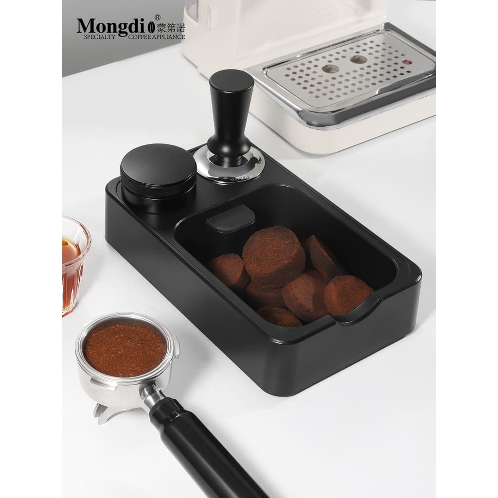 Mongdio dispensador de pó grãos de café barril imprensa Base em pó integrado acessórios da máquina café aparelho ferrame