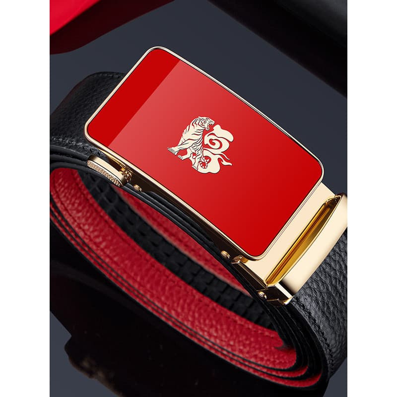 Imperador Paul cinto masculino de couro genuíno presente de ano novo calças cinto High-End Benming ano vermelho cinto de