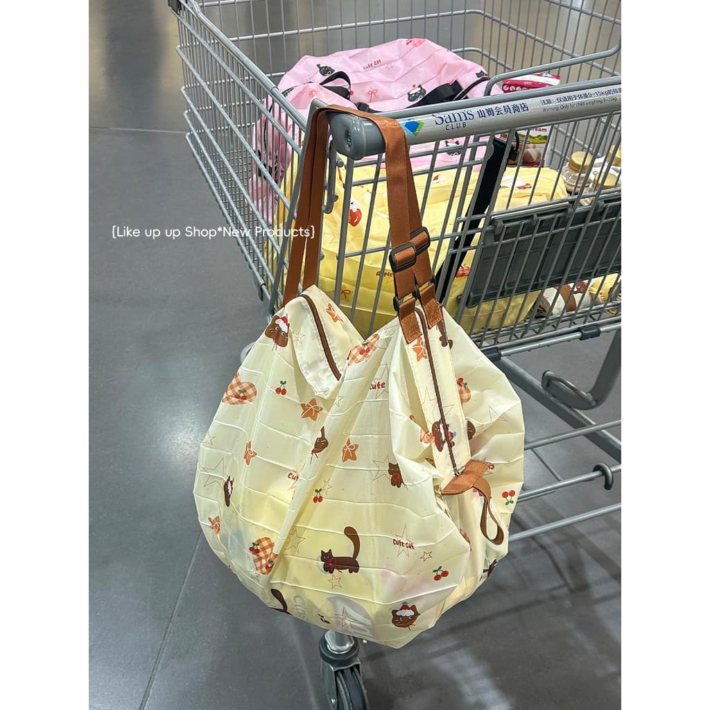 Ins estilo sacola de compras grande capacidade dobrável sacola de proteção ambiental à prova dwaterproof água portátil s