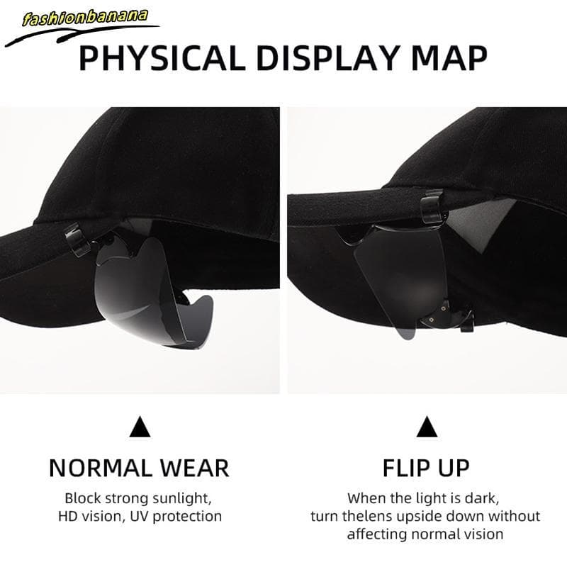 1PC Ajustável Clipe Boné Esportes Óculos De Sol Flip-Up Capa Proteção UV No Chapéu Ciclismo