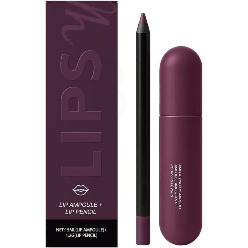 Sérum labial colorido combinado com um lápis labial correspondente, sérum para aumentar o volume dos lábios + lápis labi