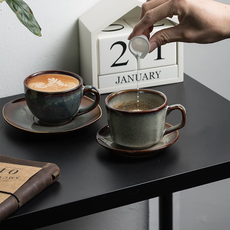 Xícara de café japonesa em mudança de forno, copo de cerâmica transfronteiriço 2026, novo estilo, caneca de restaurante,