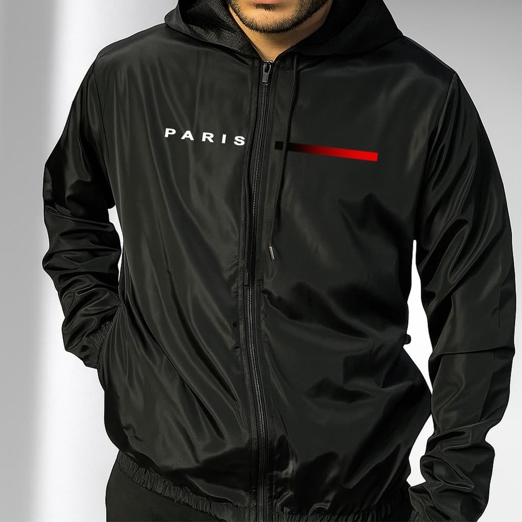 Corta Vento Masculina Paris Jaqueta Streetwear – Repelente à Água e Leve Academia Treino ao ar LIVRE