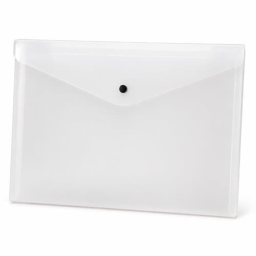 Envelopes Plásticos A4 Botão Cristal Pacote 10 Unidades Documentos Organizador Resistente