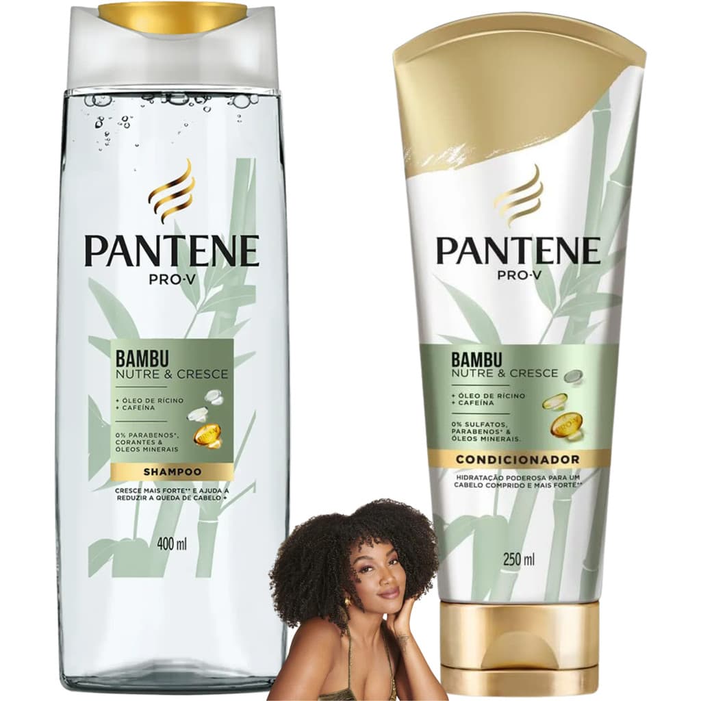 Kit Pantene Bambu Pro-V Nutre Cresce Óleo Rícino Cafeína
