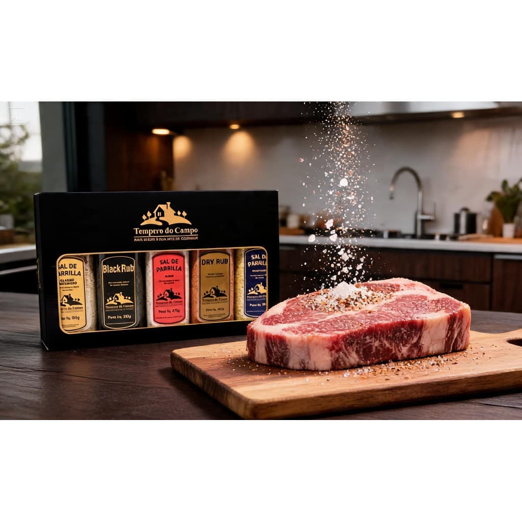 kit Sal De Parrilla Especial Defumado Black Rub Dry Rub Mostarda Alho Churrasco Dia Dos Pais