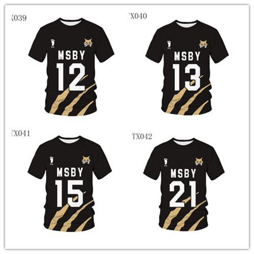 Camiseta Masculina [Estoque Pronto] Anime Haikyuu Black Jackals MSBY 3D Hinata Shoyo