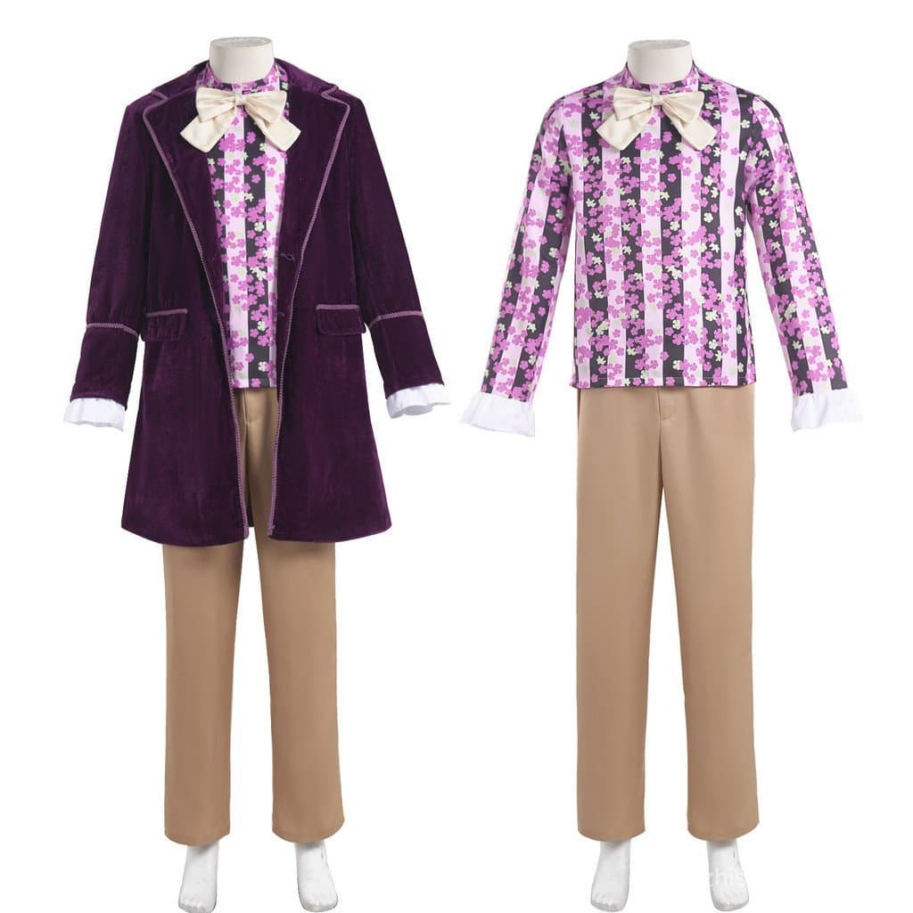 Cosplay de Charlie e a Fábrica de Chocolate, Fantasia de Willy Wonka para Halloween, Roupas para Apresentações em Palco,