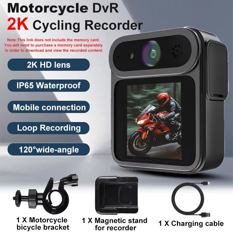 2K Motocicleta Traço Cam WiFi APP Controle À Prova Dwaterproof Água Visão Noturna Anti-Shake Loop Gravação Equitação DVR