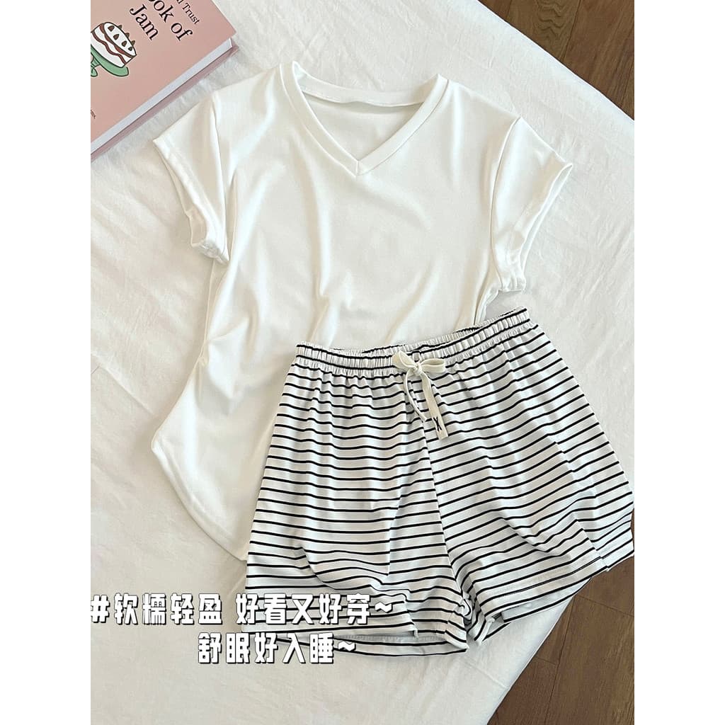Pijamas femininos verão Modal manga curta estilo fino 2025 novo estilo tamanho grande simples senhoras verão Homewear te