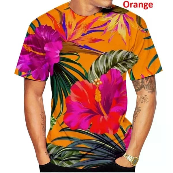 Homens Verão Praia Casual Havaiano Palma Motivo Camisetas Respirável Grande Plus Size Camisas De Manga Curta Topos