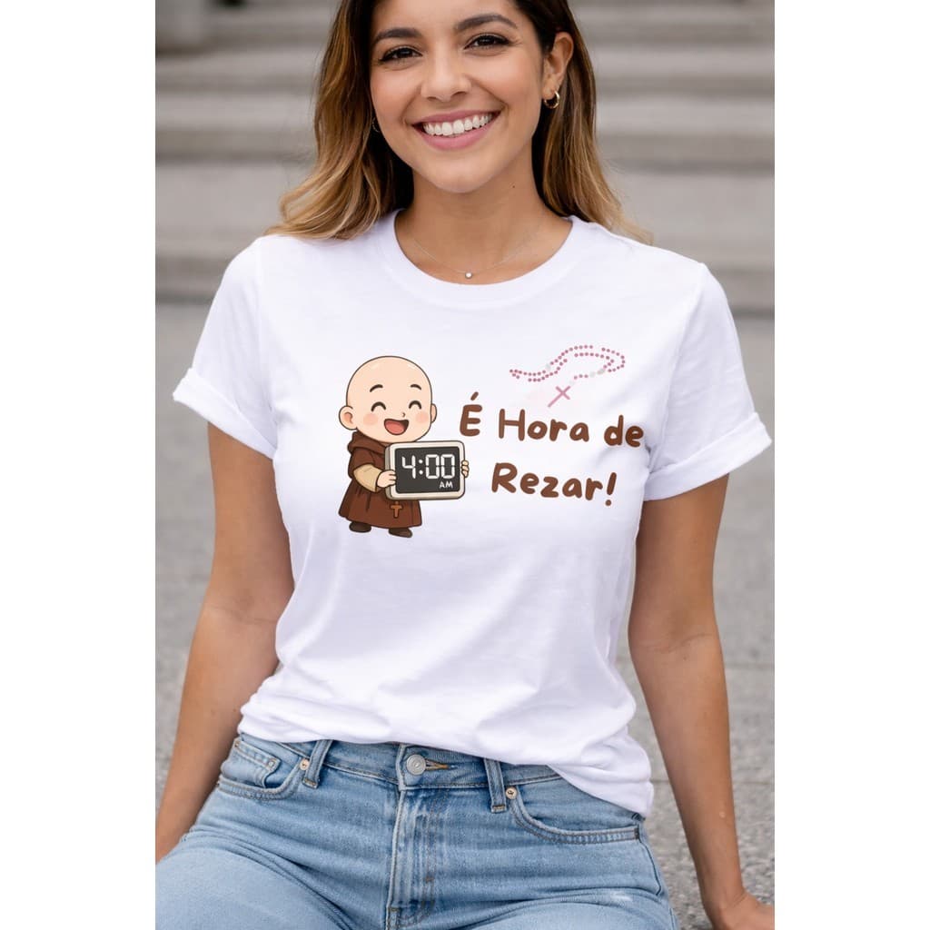 Camiseta Camisa T-shirt Frases Gilson hora de Rezar - Beato/Santa Religiosa Católica Envio Imediato