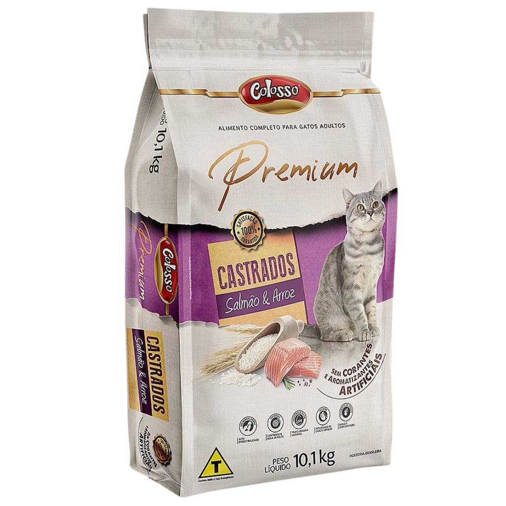 Ração Colosso Premium Gato Castrado Salmão 10 Kg Envio Rápido