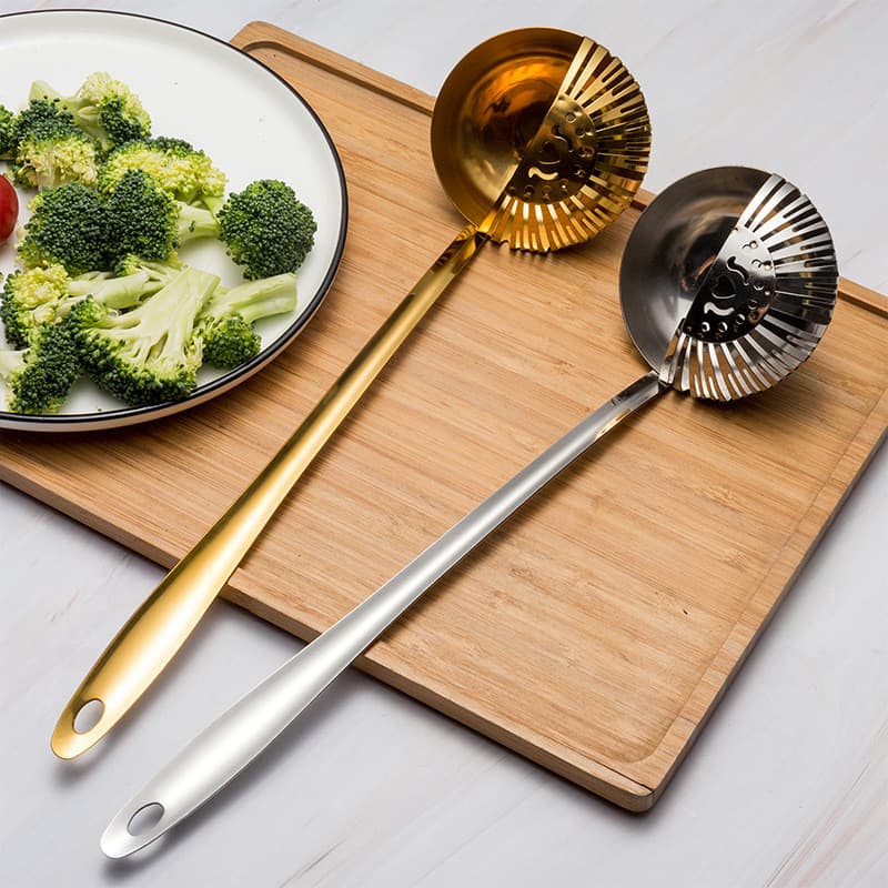 Colher e coador criativos de aço inoxidável para hot pot, colher de dupla função para culinária em restaurantes, colher