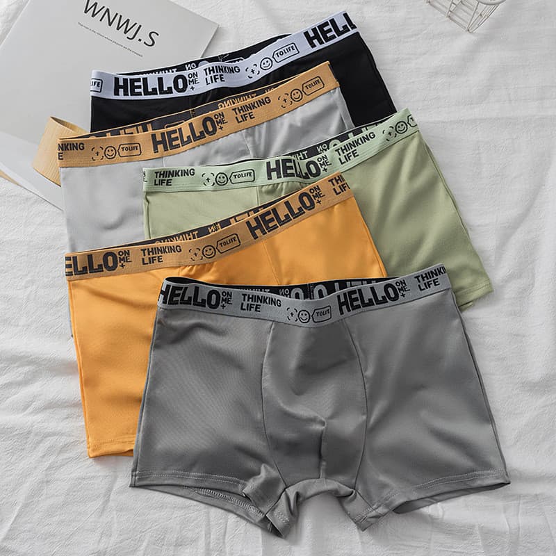((5 pacotes) Cueca boxer masculina respirável, solta, respirável, arquivo de algodão, tamanho grande, cueca boxer esport