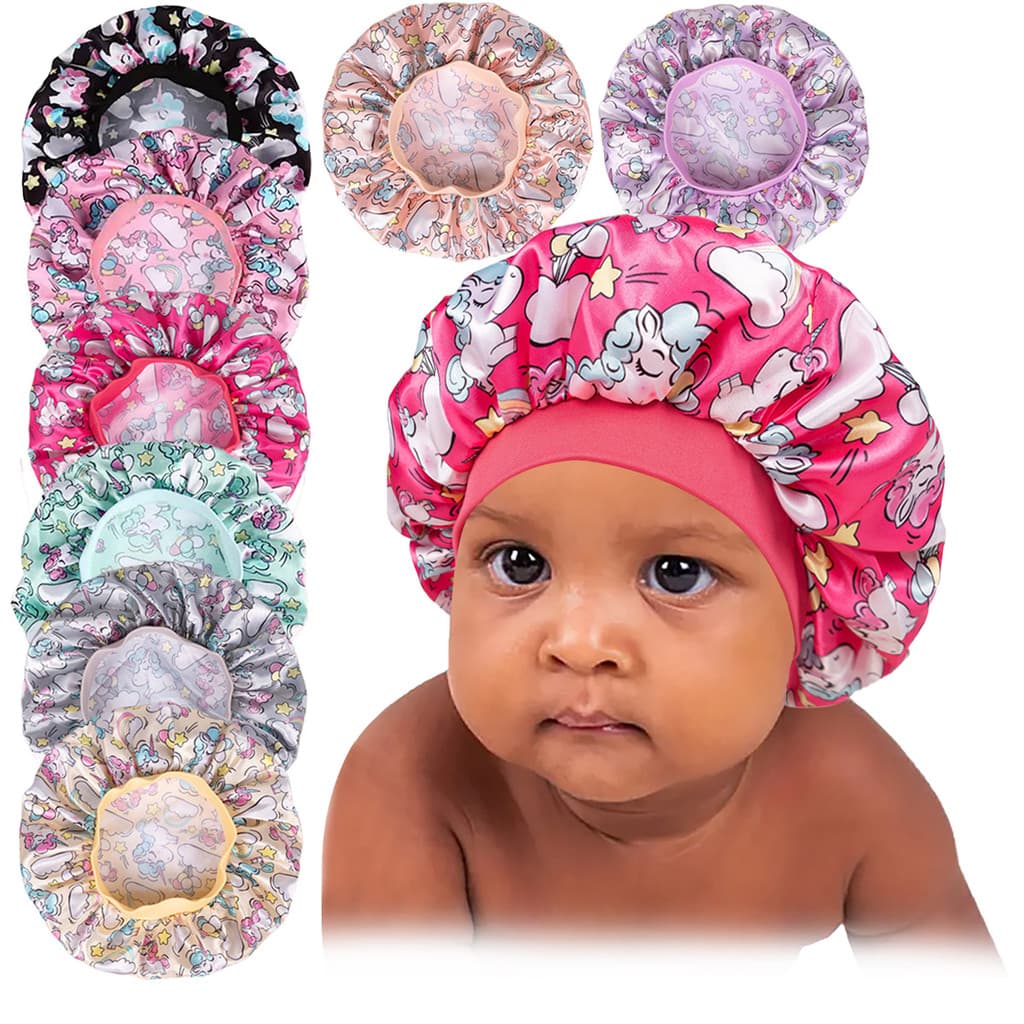 Touca de banho infantil sedosa para cuidados com os cabelos do bebê, touca de banho estampada para crianças pequenas