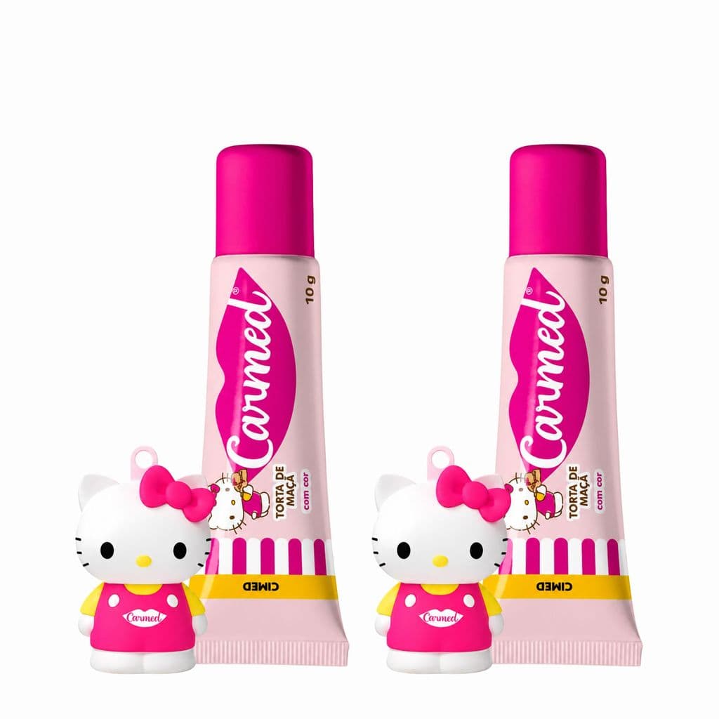 Kit 2 Carmed Hidratante Labial Hello Kitty Torta Maçã 10g