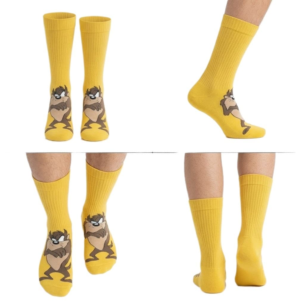Meia Tasmânia Divertida Cano Longo Estampada frio Personagem tamanho Unico 35 a 44