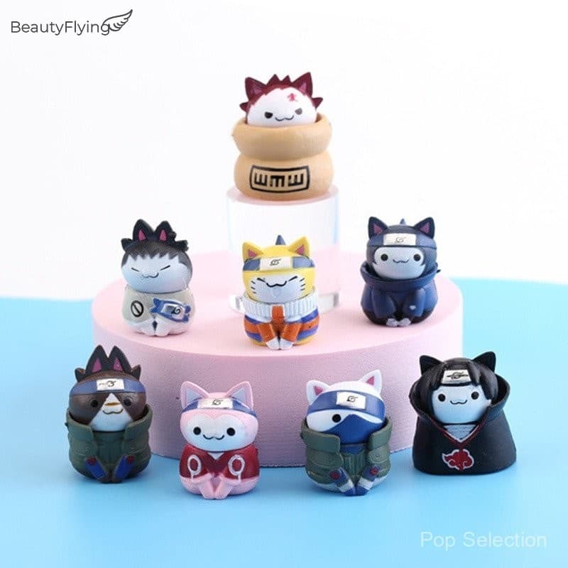 8 Peças Figuras De PVC De Anime Naruto-Conjunto De Decoração De Topo De Bolo De 3 Cm Com Sasuke Itachi Gaara