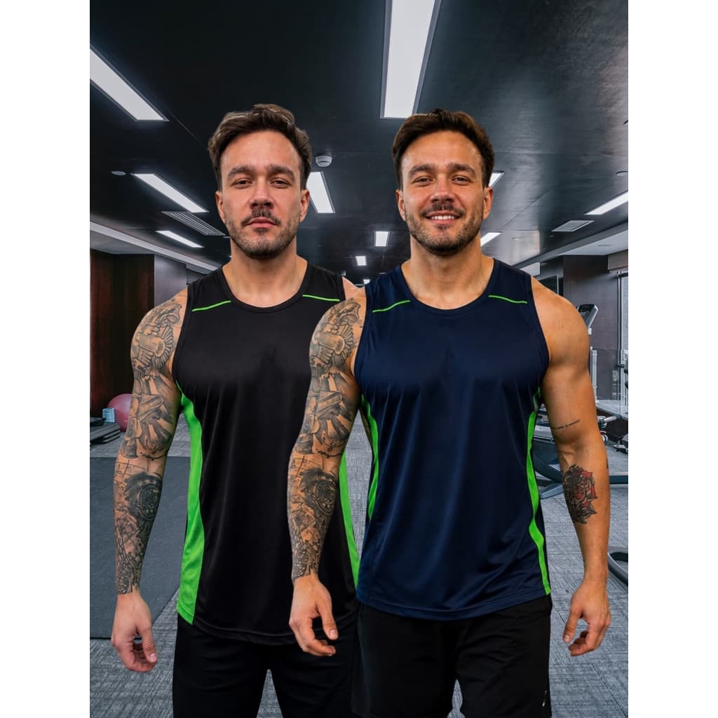 Kit 2 Regatas Masculinas Dryfit Academia Fitness Corrida Treino Esportiva Respirável Secagem Rápida
