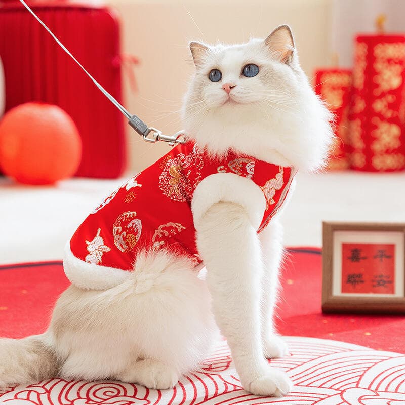 Inverno Ano Novo Roupas Gato Jaquetas Cães Buldogue Francês Chihuahua Pet Moletom Roupa Vestuário Colete