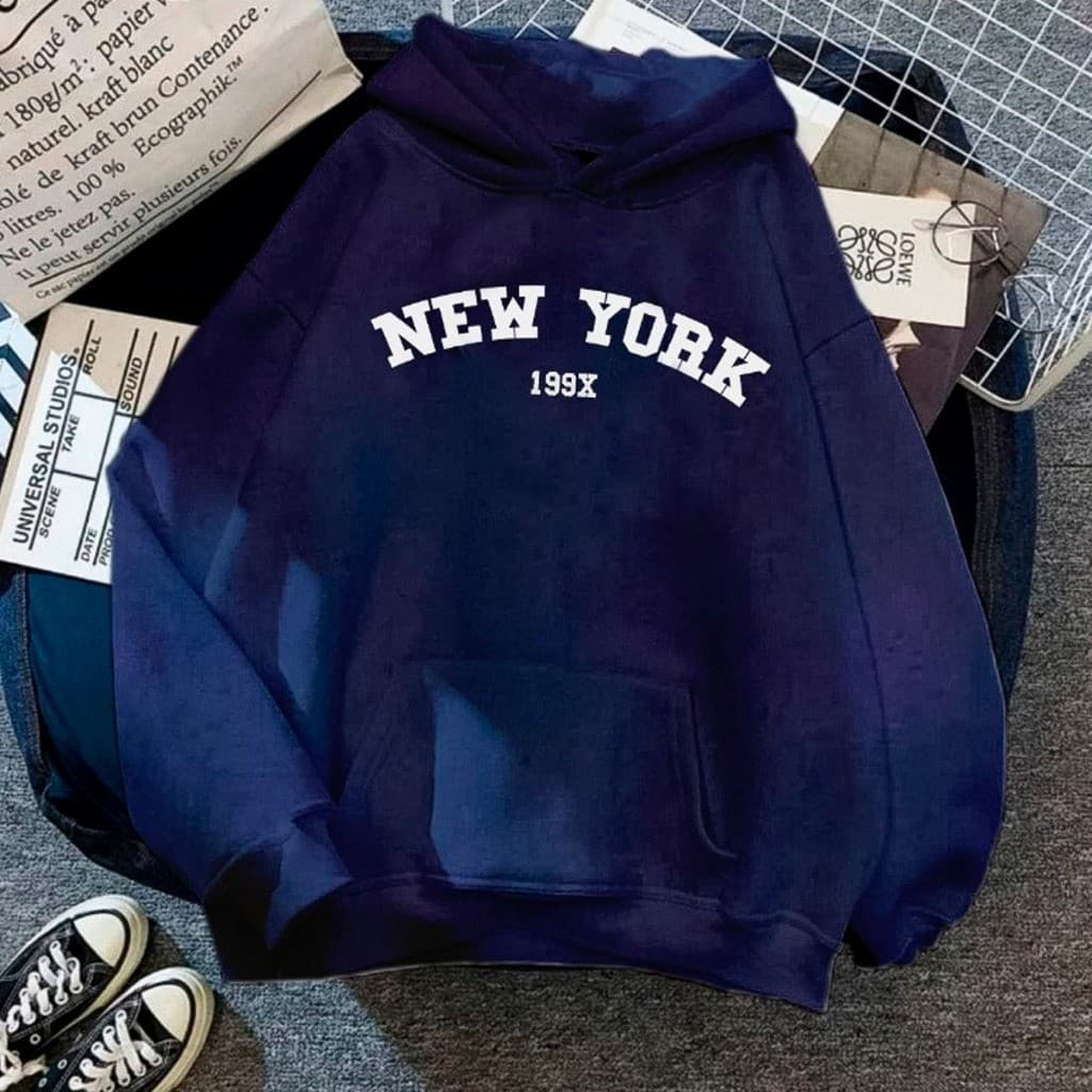 Moletom Unissex New York 199X Canguru Blusa de Frio Feminino Masculino Algodão