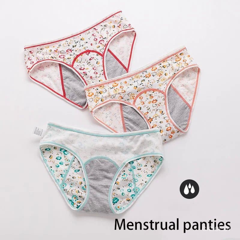 2 Peças de Calcinhas Menstruais de Algodão para Mulheres, Roupa Íntima Fisiológica à Prova de Vazamentos de Três Camadas