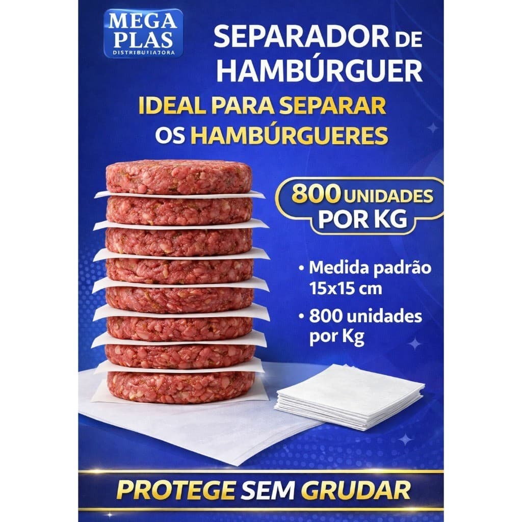 Separador De Hambúrguer 15x15 - 1kg (Aprox. 800 un) - Plástico Leitoso Profissional PRMOÇÃ0