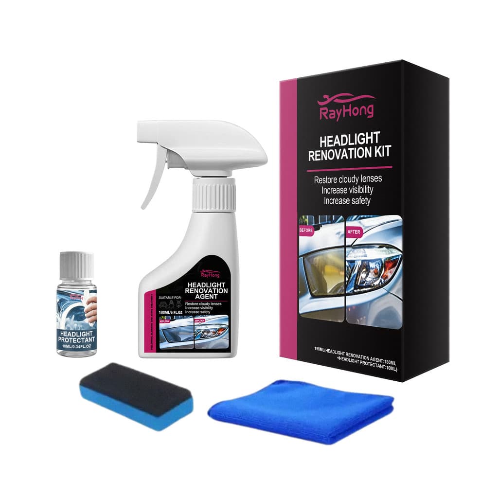 Rayhong Kit de cuidados com a luz do carro, descontaminação de limpeza de superfície do farol do carro, remoção de remod