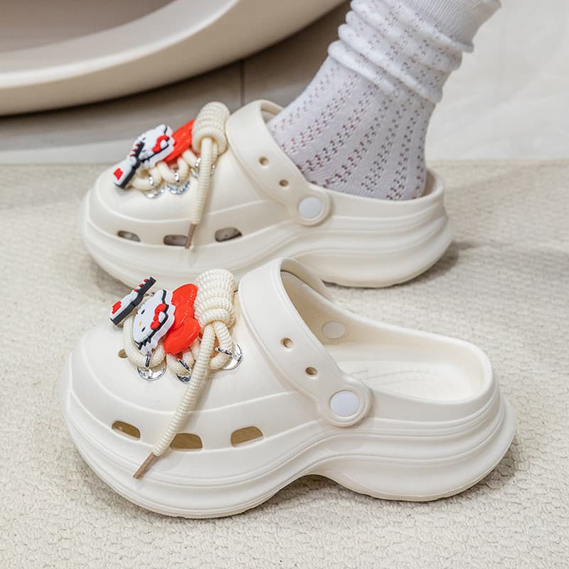 Verão exterior Wear senhoras novo estilo All-Match buraco sapatos Baotou sola grossa aumentada Anti-deslizamento desodor