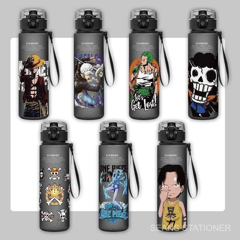 Copo Térmico de 560ML com Tema de Anime ONE PIECE Luffy Zoro, Copo Esportivo para Bebidas Frias, Garrafa de Água de Plás