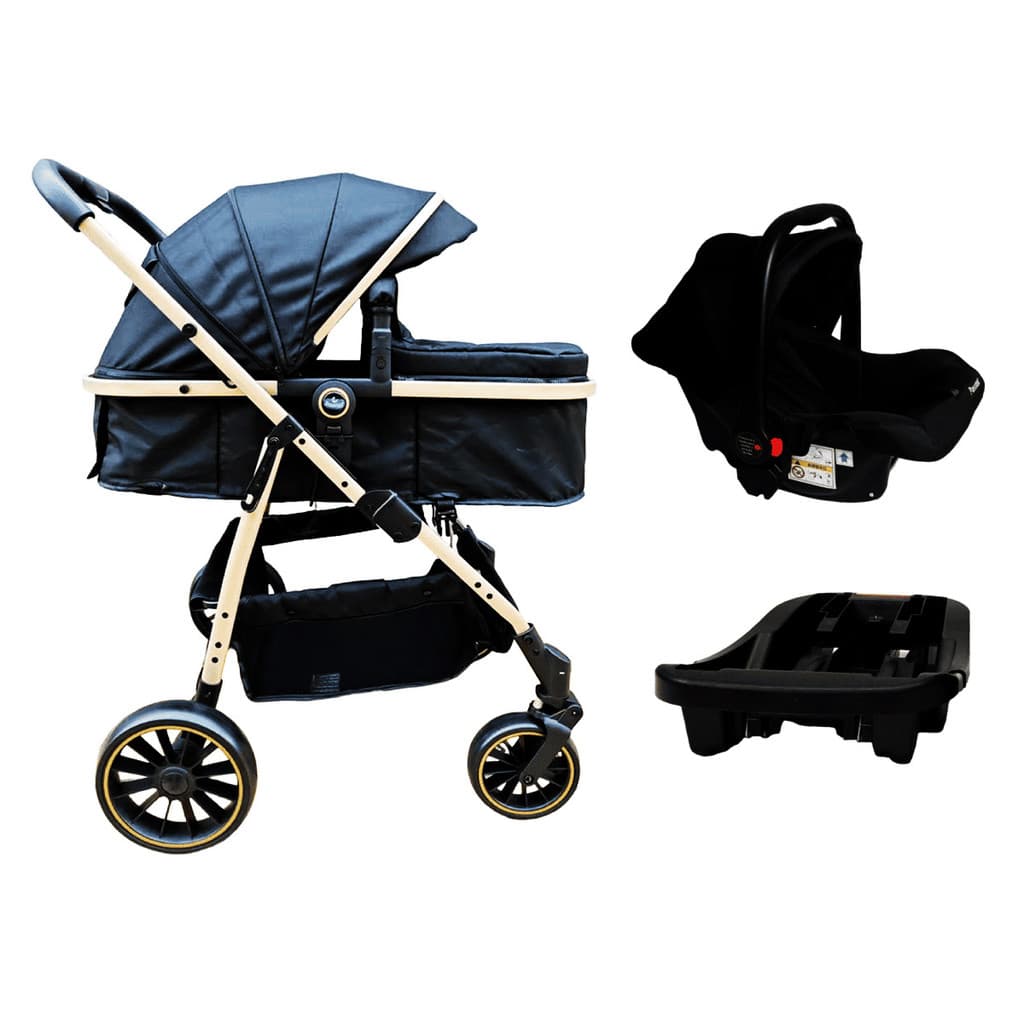 Carrinho de Bebê Move Dourado/Preto 3 em 1 De 0-15 Kg -Passear Baby - NB