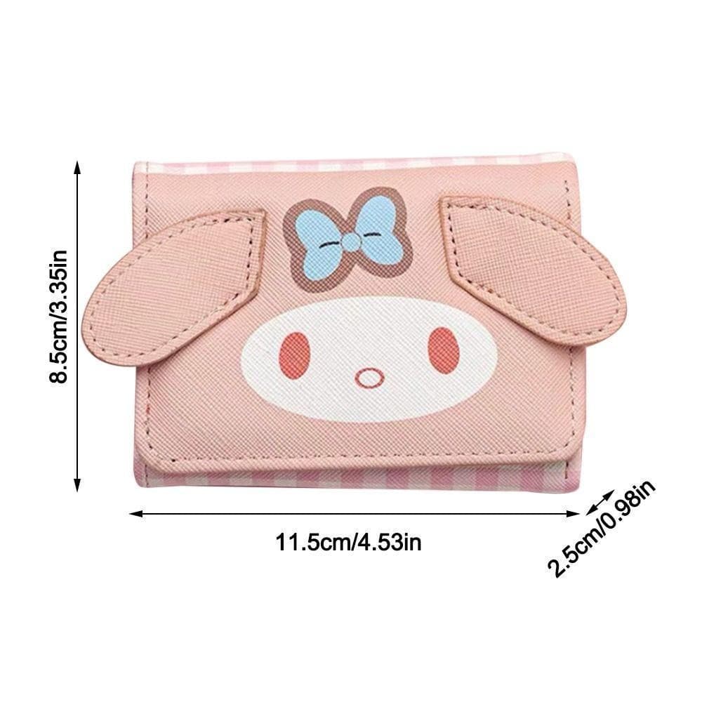 Porta-moedas MELODYGOODS, carteira tripla de desenho animado Sanrio Hello Kitty, Melody e Kuromi Cinnamoroll.
