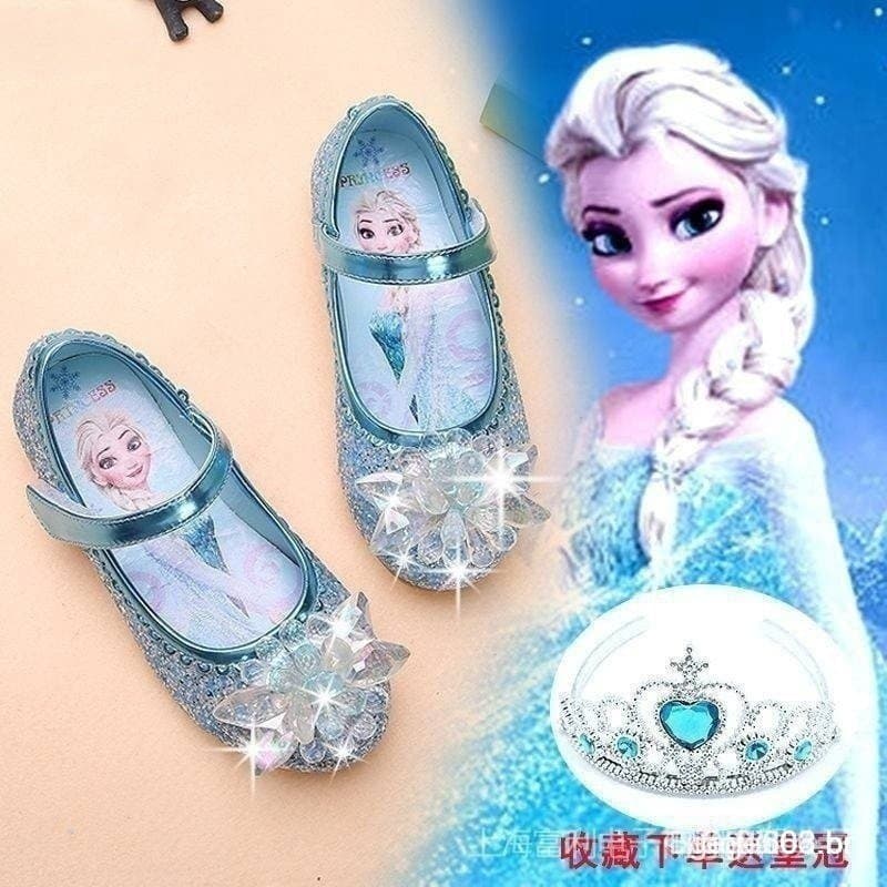 Sandálias de Verão para Meninas, Sapatos de Cristal da Princesa Elsa Frozen para Crianças {Faixa de Cabelo} YBM1 UIOG T0