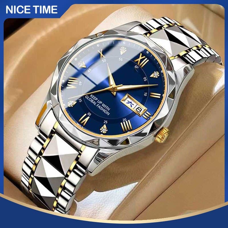 Novo Relógio de Quartzo com Pulseira de Aço, Movimento Masculino, Luxuoso, Fashion, Luminoso, à Prova d'Água VDVD