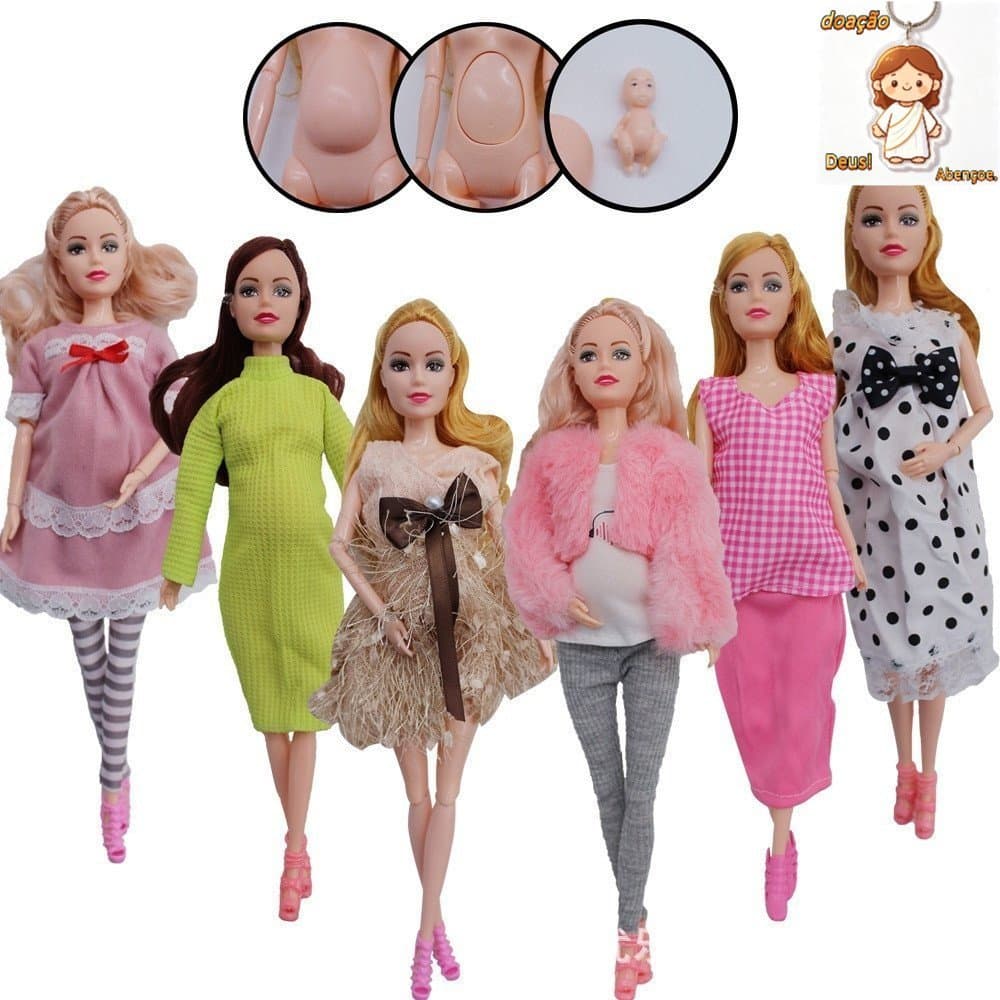 Boneca Barbie Grávida Articulada Multifuncional de 30cm, Boneca de Vestir para Parto, Brinquedo de Aniversário