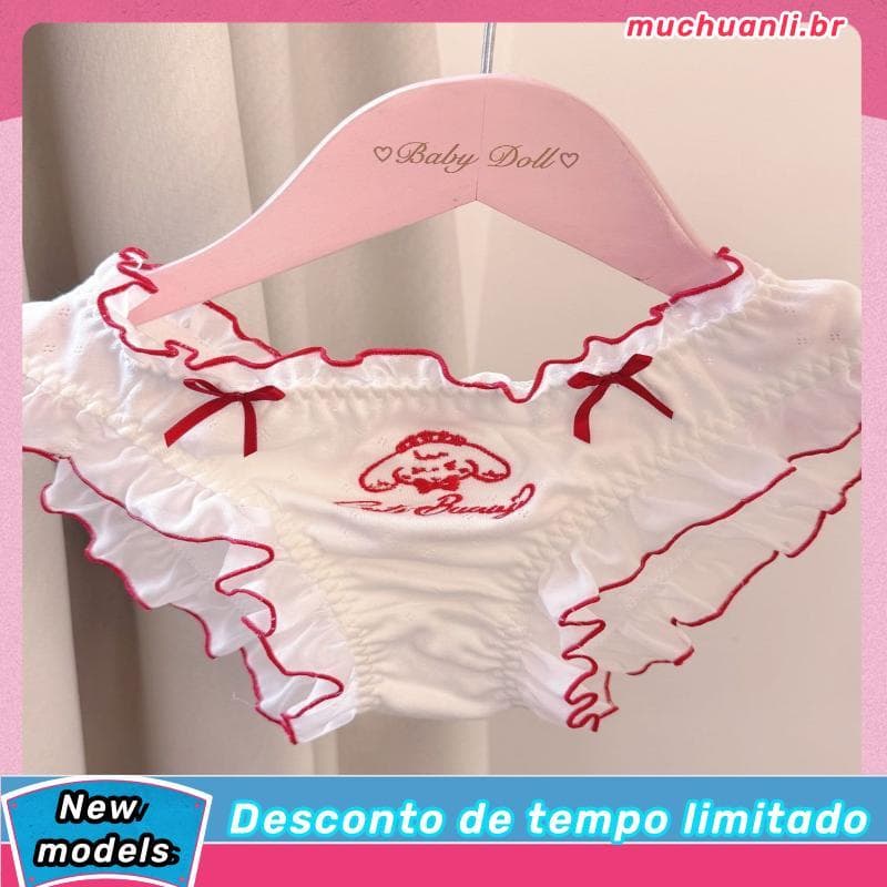 Japonês bonito bordado pendurado coelho bolinhas arco doce menina Briefs macio bonito puro desejo algodão roupa interior