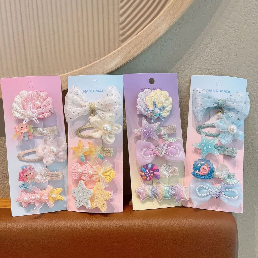 Crianças sereia Ji sereia grampo de cabelo meninas estilo férias Hairpin menina concha estrela do mar cabelo quebrado Du