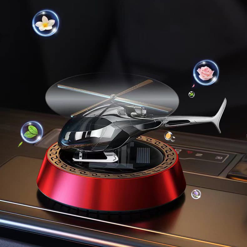 Desodorizador de ar para carro rotativo movido a energia solar em formato de avião