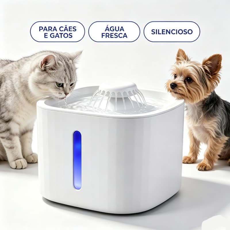 Bebedouro Fonte De Água Para Gatos Silencioso E Econômico Filtro Para Pet Cachorro Gato 3 Litros