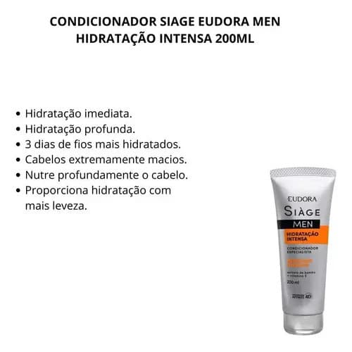 Condicionador Siage Eudora Men Hidratação Intensa 200ml